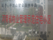 2008年12月17日，平頂山森林半島被 評為"河南省物業(yè)管理示范住宅小區(qū)"榮譽(yù)稱號。